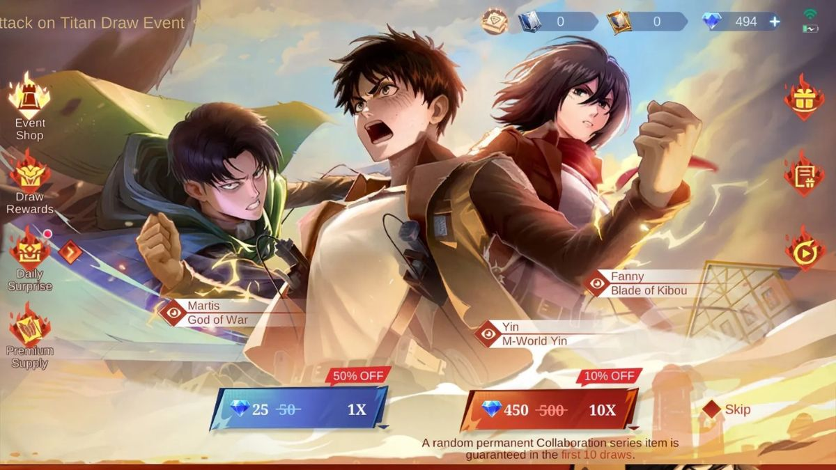 MLBB Attack on Titan Event Skin Eksklusif November 2025