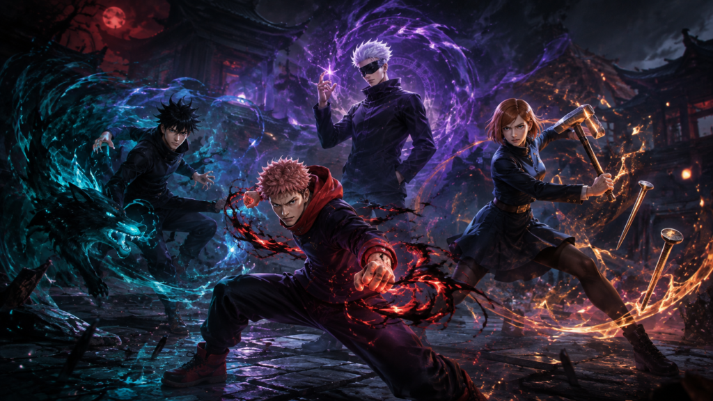 Empat skin Jujutsu Kaisen MLBB Yin Xavier Julian dan Melissa
