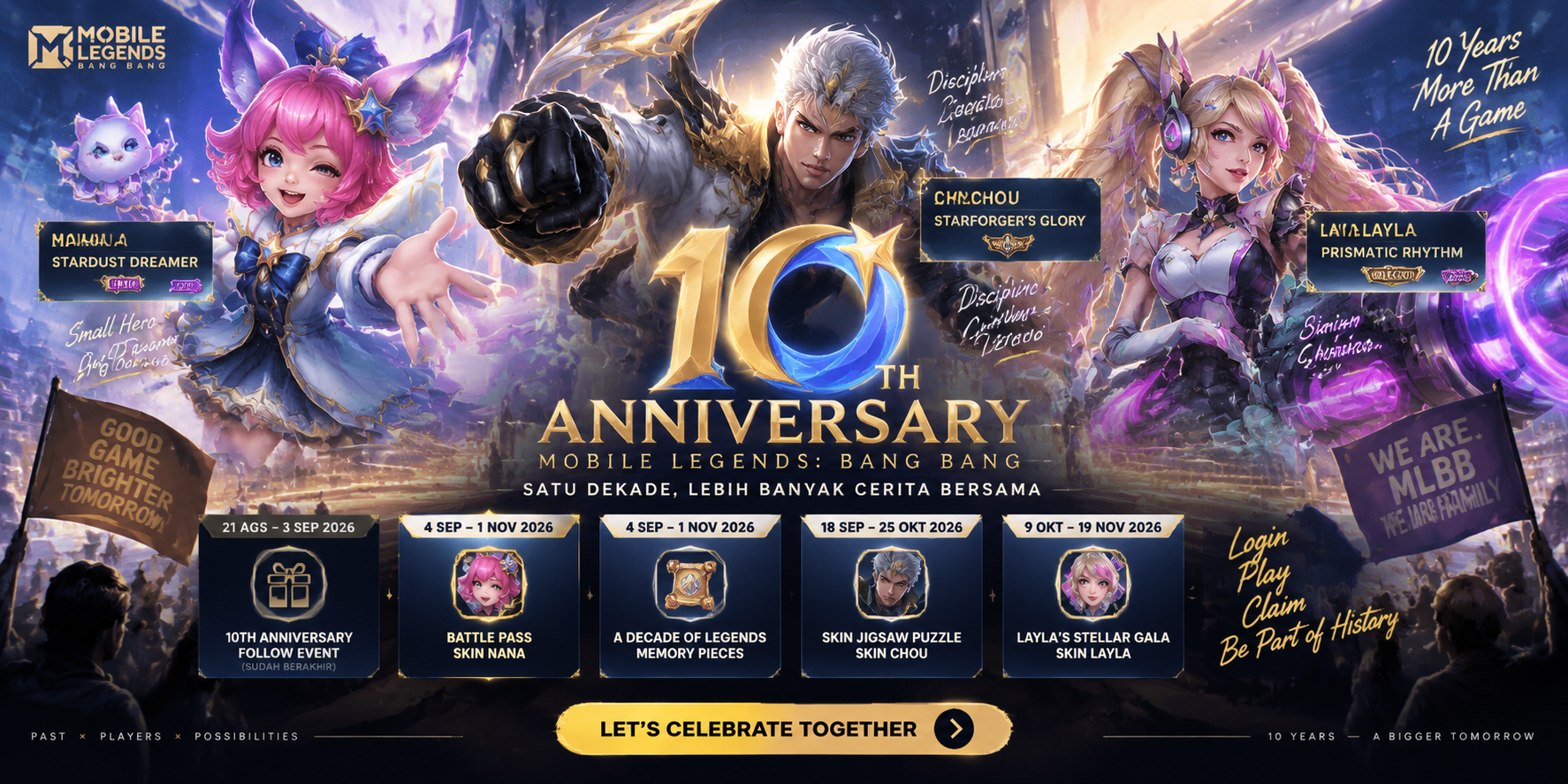Wajib Tahu: Panduan Klaim Reward Gratis Anniversary ke-10 MLBB Mulai 4 September
